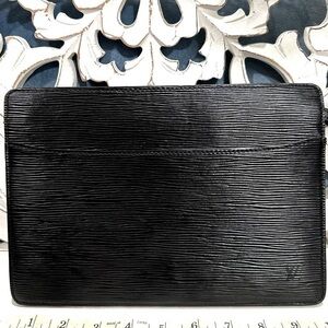 Louis Vuitton Epi Black Wallet Organizer Clutch Zip Authentic